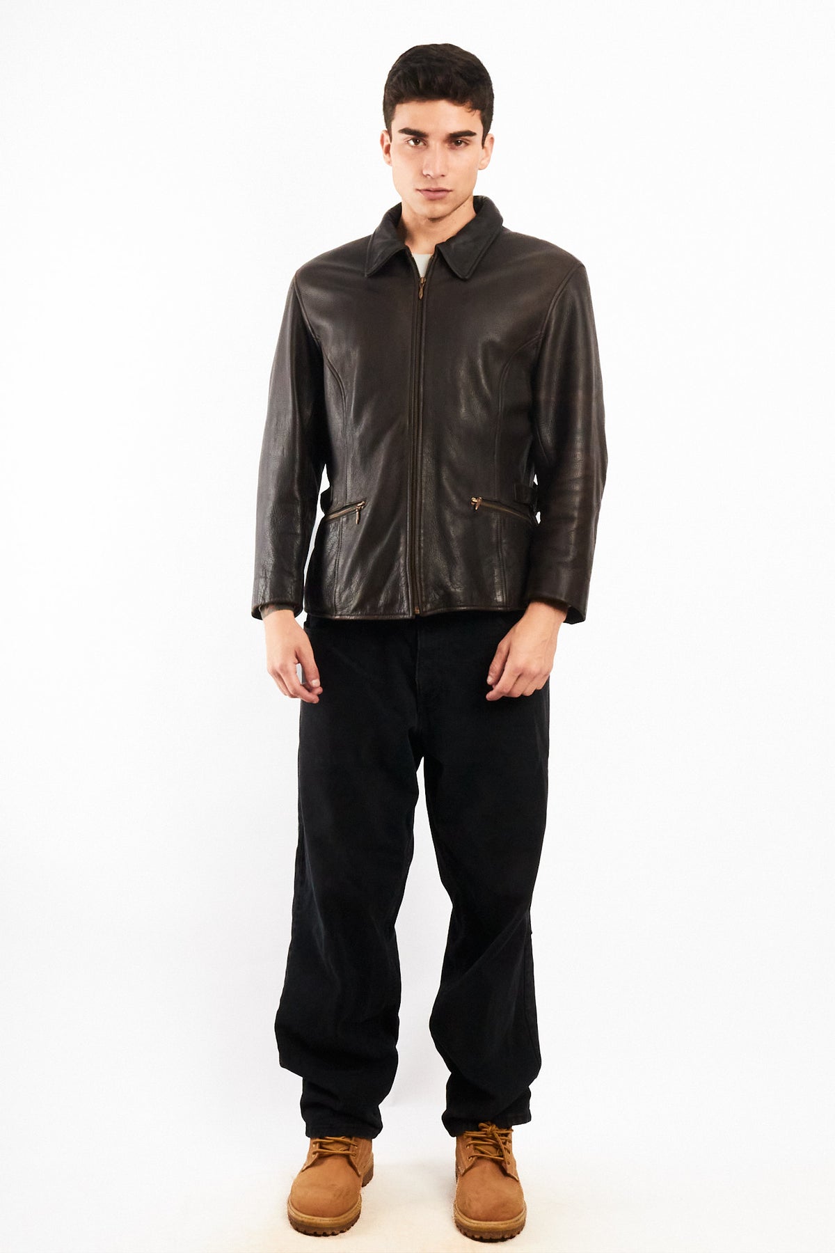 1990 Vintage Wilson Distressed Leather Utility Jacket (M)