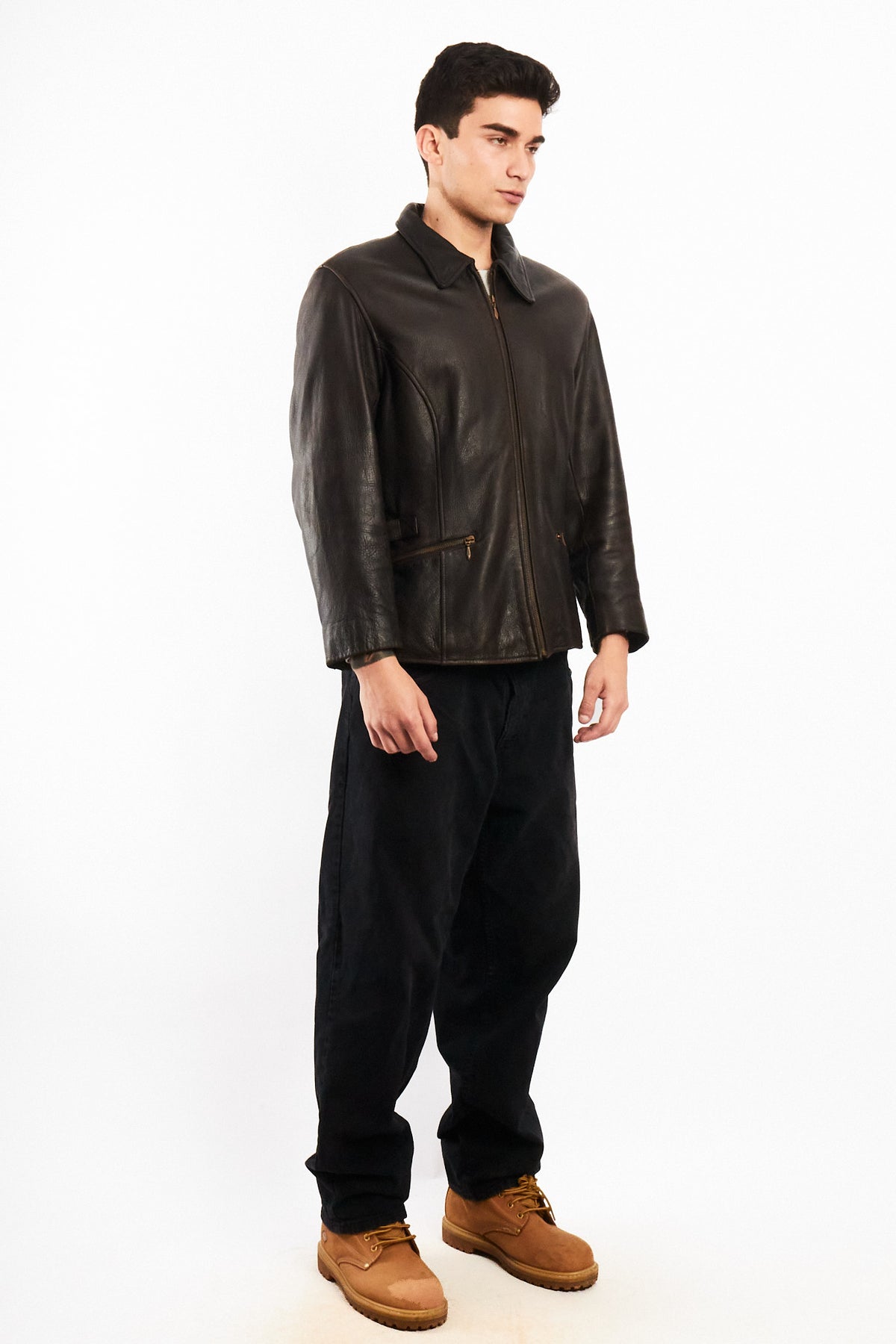 1990 Vintage Wilson Distressed Leather Utility Jacket (M)