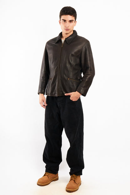 1990 Vintage Wilson Distressed Leather Utility Jacket (M)