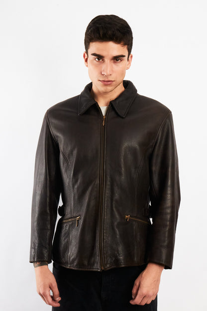 1990 Vintage Wilson Distressed Leather Utility Jacket (M)