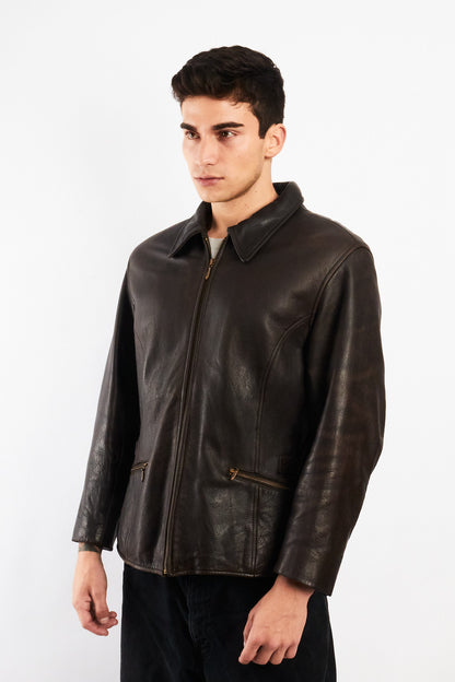 1990 Vintage Wilson Distressed Leather Utility Jacket (M)