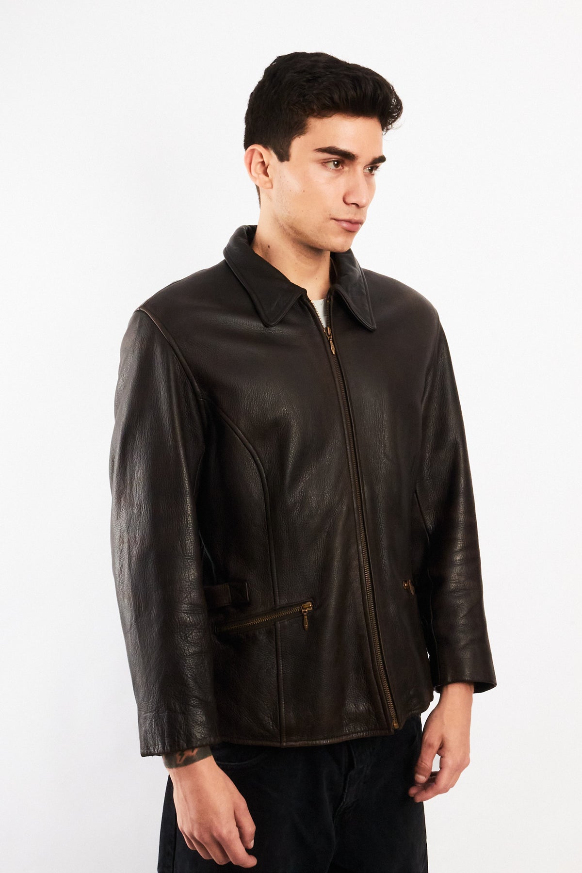 1990 Vintage Wilson Distressed Leather Utility Jacket (M)