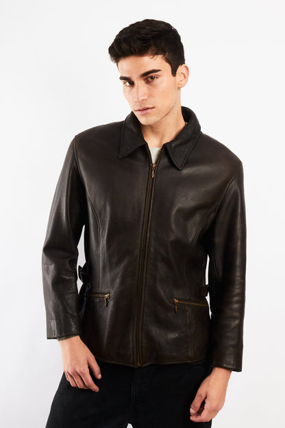 1990 Vintage Wilson Distressed Leather Utility Jacket (M)