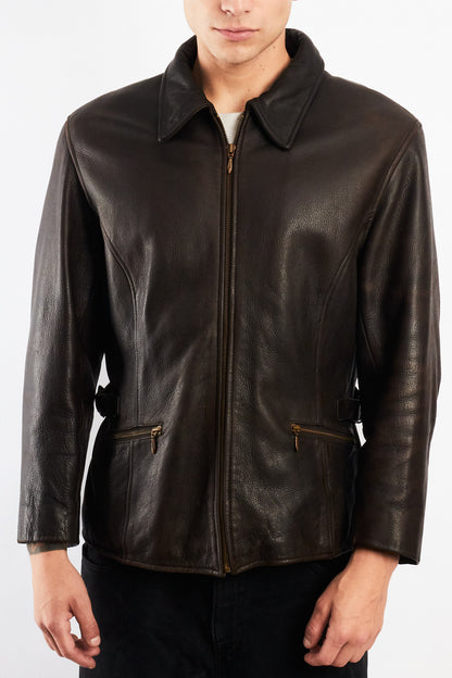 1990 Vintage Wilson Distressed Leather Utility Jacket (M)