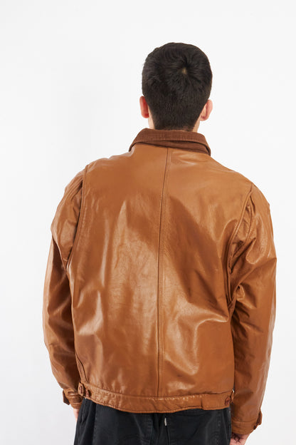 1990 Vintage Tommy Hilfiger Corduroy Collar A-2 Leather Aviator Jacket (M/L)