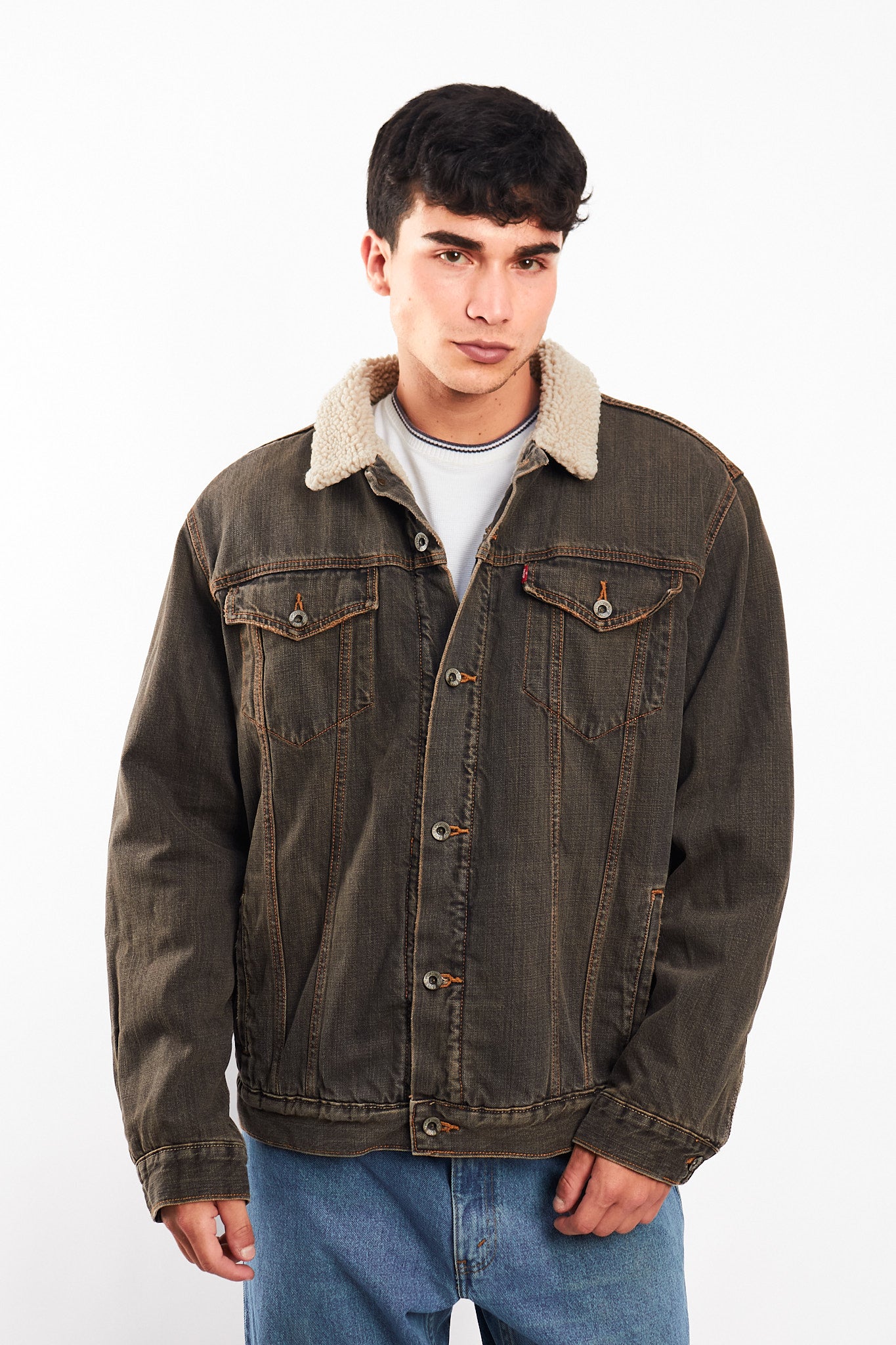 2000 Levi's Vintage Light Brown Sherpa Trucker Jacket (M/L)