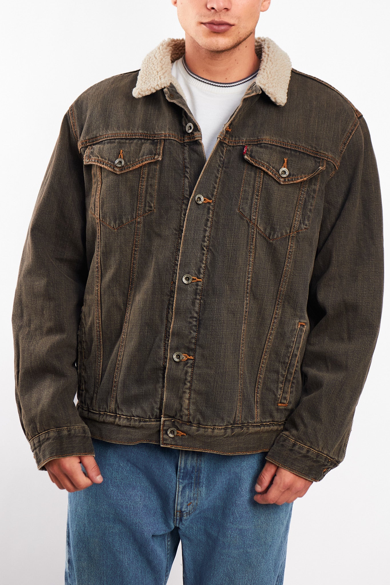 2000 Levi's Vintage Light Brown Sherpa Trucker Jacket (M/L)