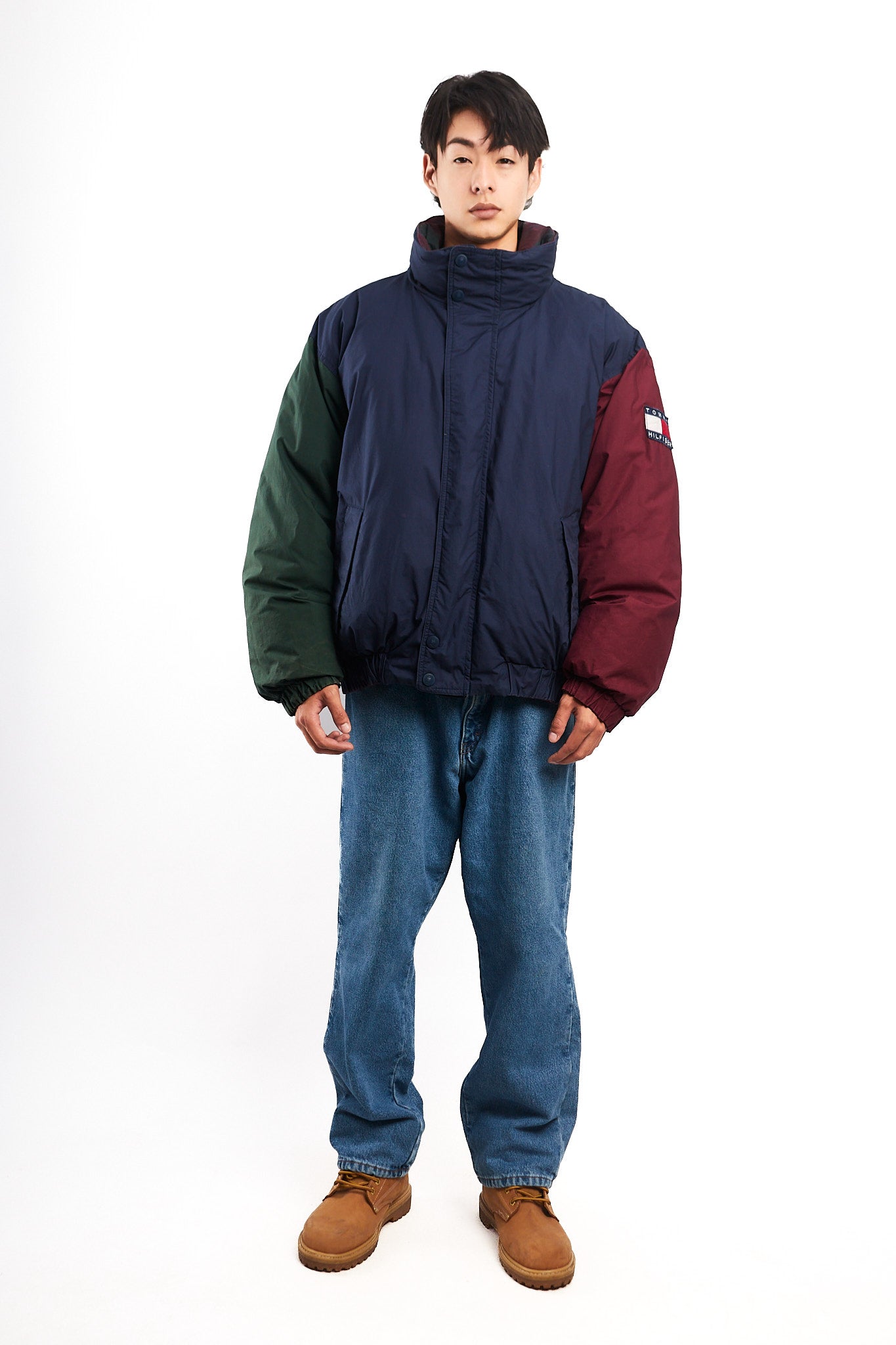 1990 Vintage Tommy Hilfiger Colorblock Reversible Down Puffer Jacket (L/XL)