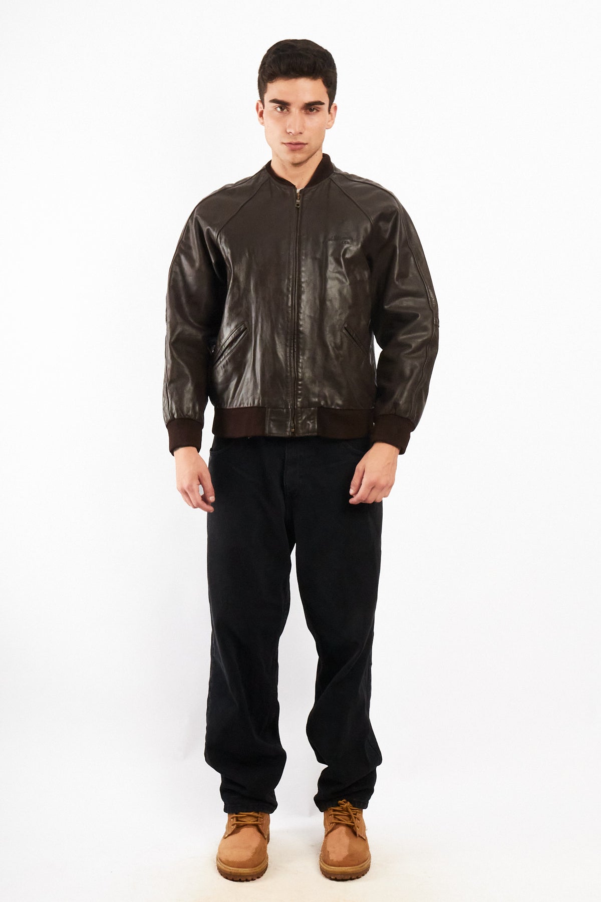 2000 Vintage Levi's Strauss Chocolate Leather Bomber Jacket (M)