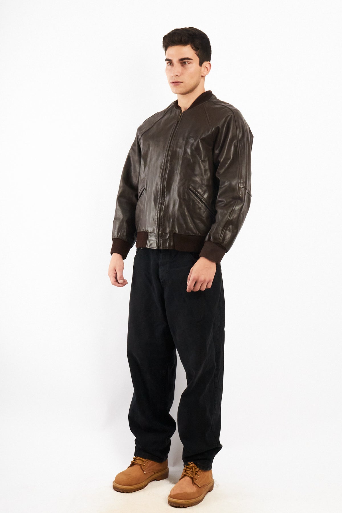 2000 Vintage Levi's Strauss Chocolate Leather Bomber Jacket (M)
