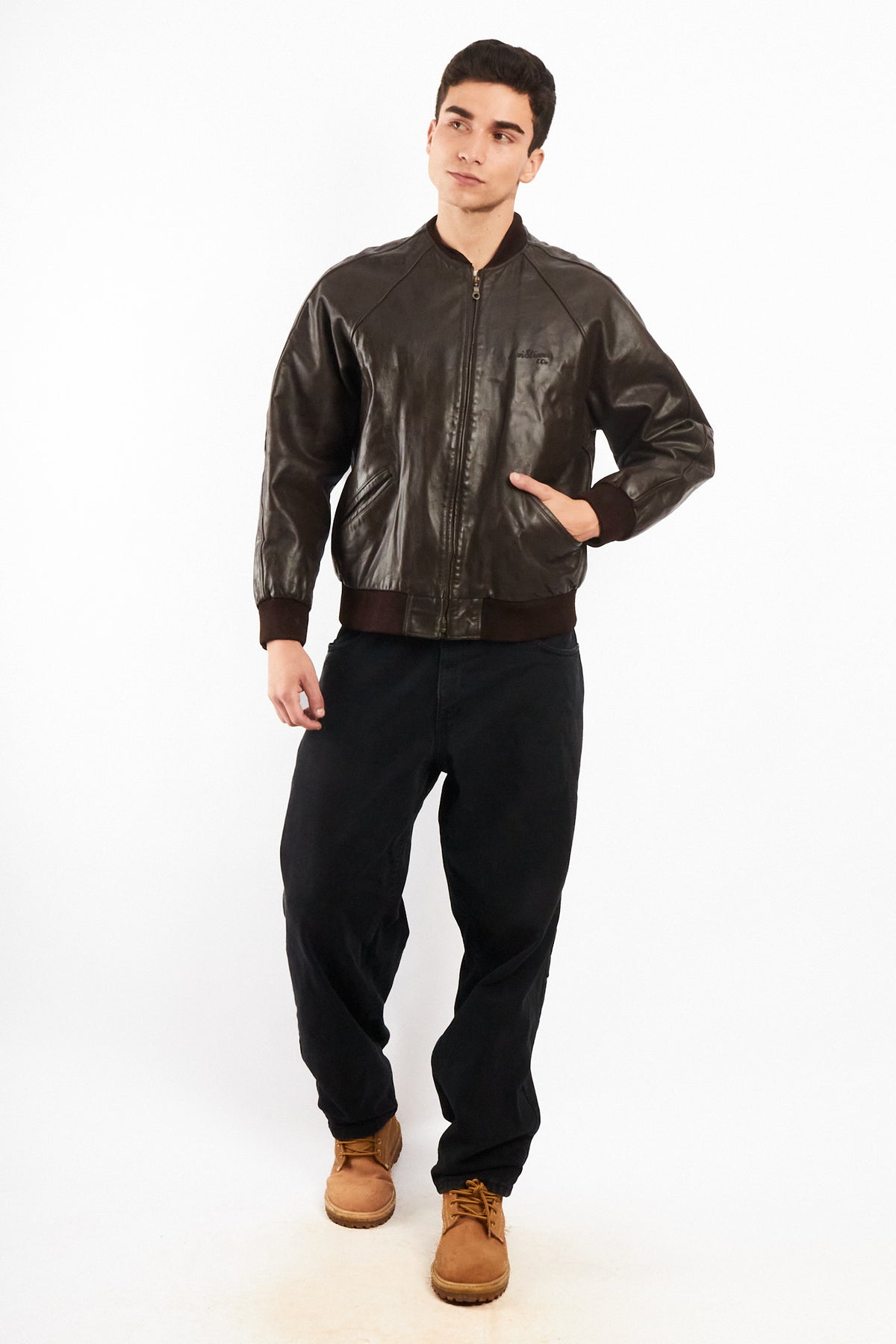 2000 Vintage Levi's Strauss Chocolate Leather Bomber Jacket (M)