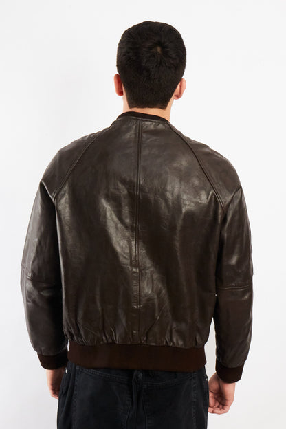 2000 Vintage Levi's Strauss Chocolate Leather Bomber Jacket (M)
