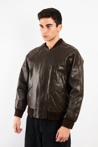 2000 Vintage Levi's Strauss Chocolate Leather Bomber Jacket (M)