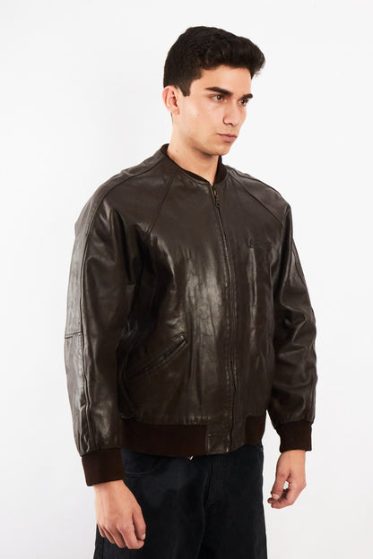 2000 Vintage Levi's Strauss Chocolate Leather Bomber Jacket (M)