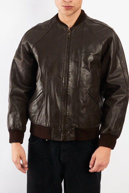 2000 Vintage Levi's Strauss Chocolate Leather Bomber Jacket (M)