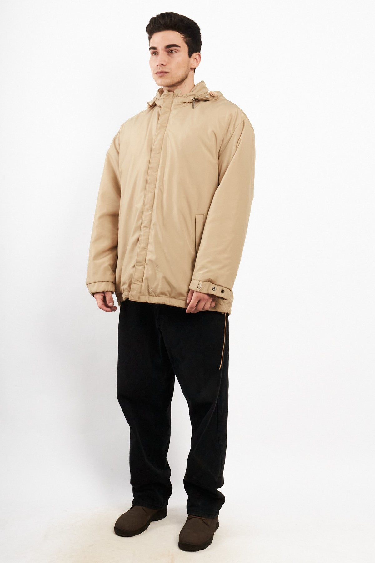 2000 Vintage Yve Saint Laurent Khakhi Hooded Jacket (L/XL)