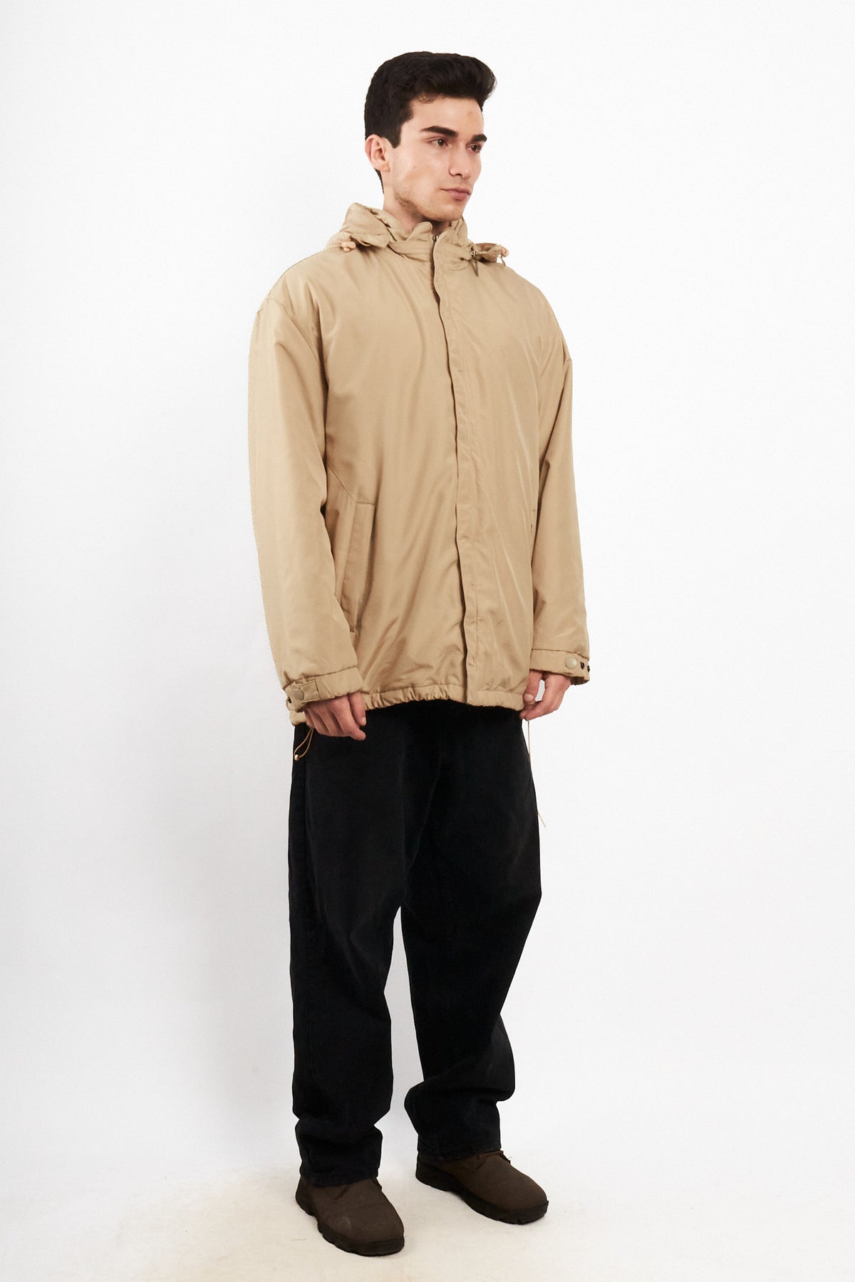 2000 Vintage Yve Saint Laurent Khakhi Hooded Jacket (L/XL)