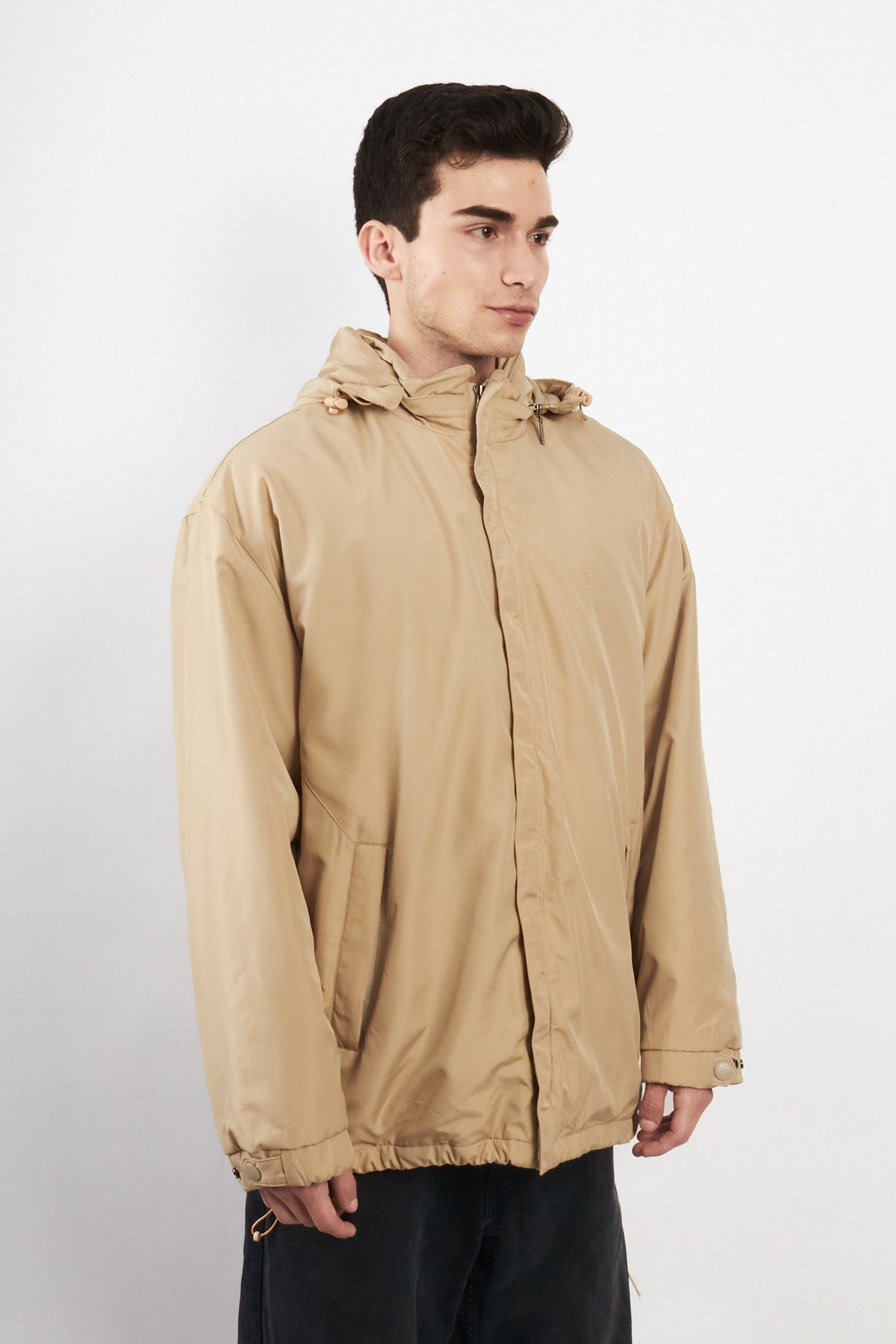 2000 Vintage Yve Saint Laurent Khakhi Hooded Jacket (L/XL)