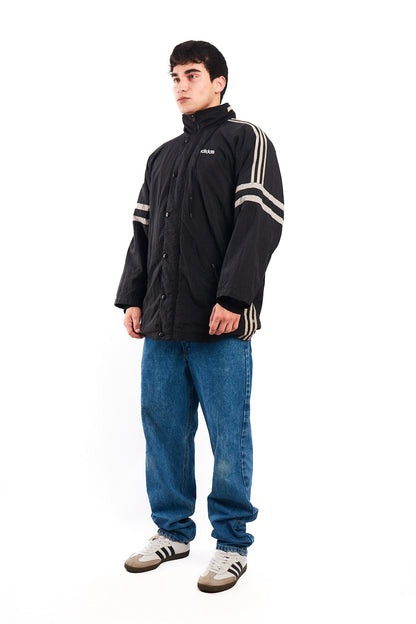 1990 Vintage Adidas Black Three Stripes Jacket (M)
