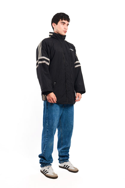 1990 Vintage Adidas Black Three Stripes Jacket (M)