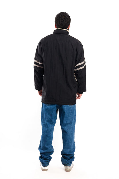 1990 Vintage Adidas Black Three Stripes Jacket (M)