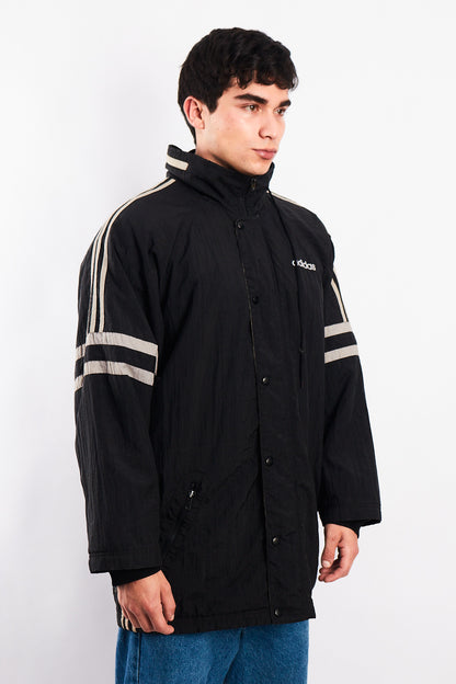 1990 Vintage Adidas Black Three Stripes Jacket (M)
