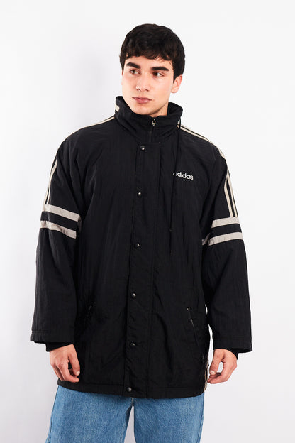 1990 Vintage Adidas Black Three Stripes Jacket (M)