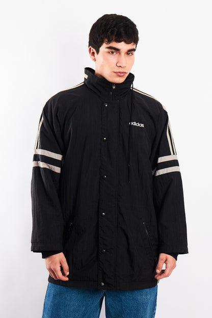 1990 Vintage Adidas Black Three Stripes Jacket (M)
