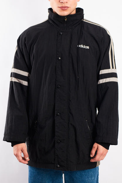 1990 Vintage Adidas Black Three Stripes Jacket (M)