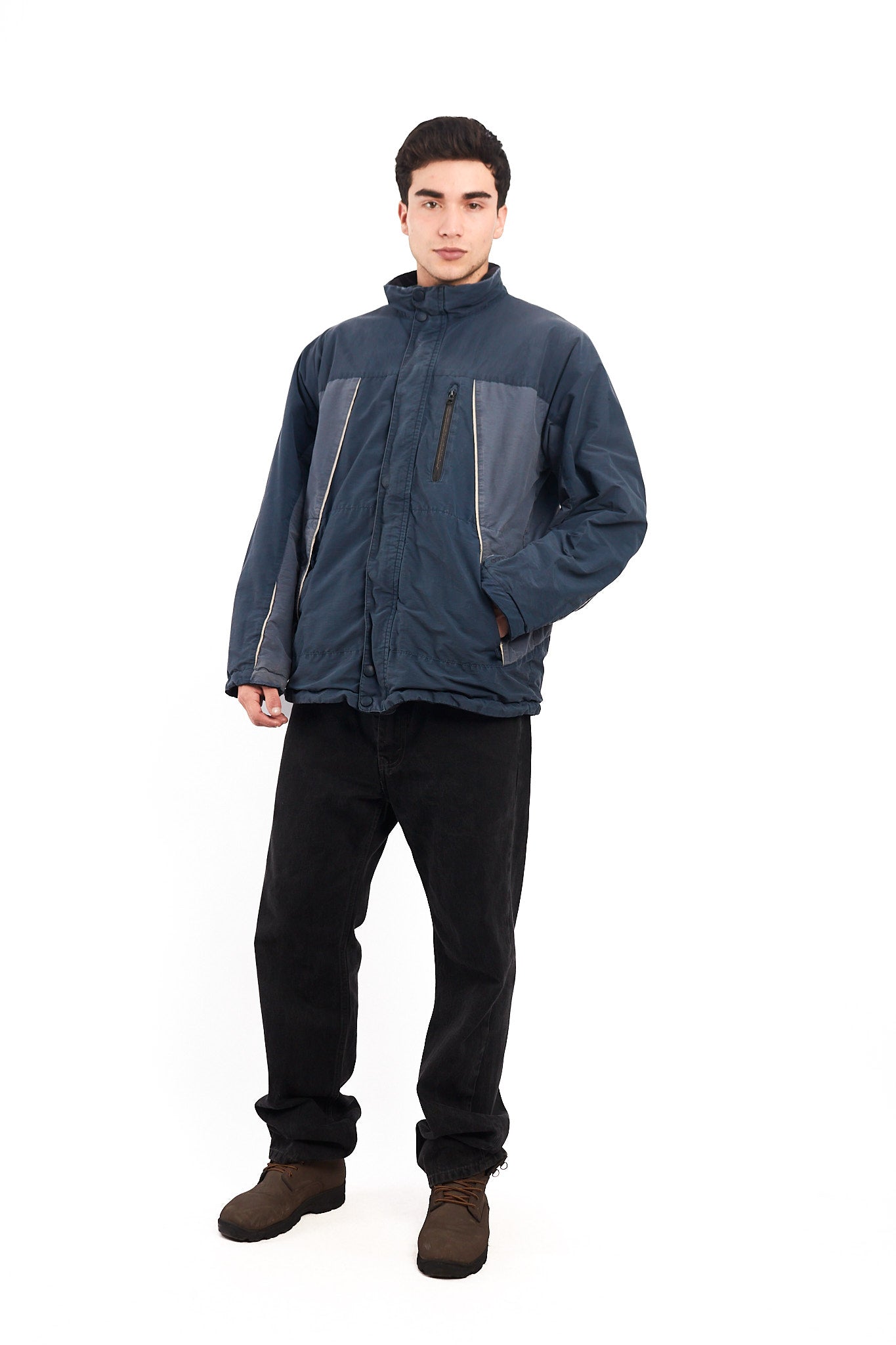 2000 Vintage Nautica Reversible Sherpa/Windbreaker Jacket (L/XL)