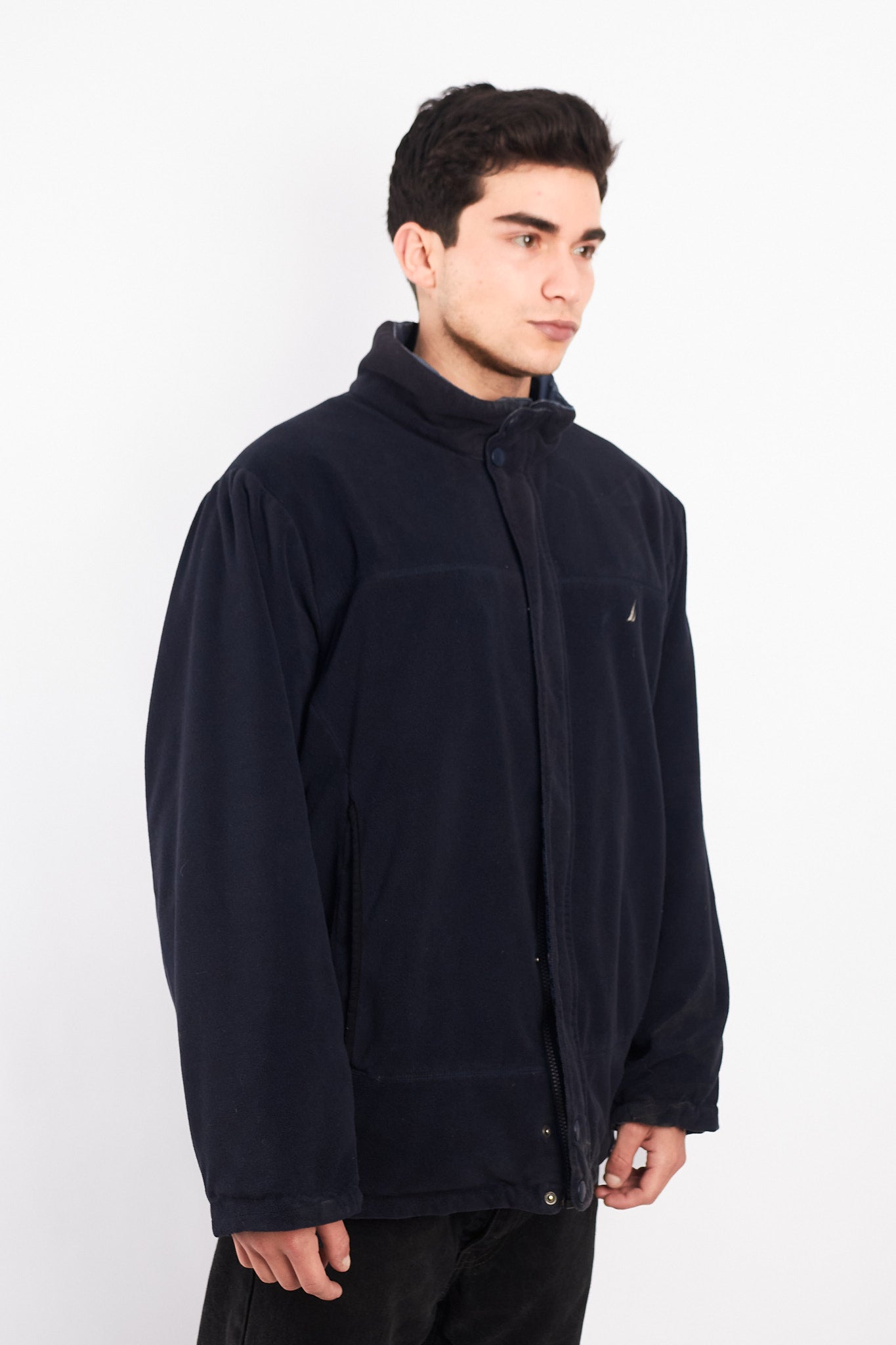 2000 Vintage Nautica Reversible Sherpa/Windbreaker Jacket (L/XL)