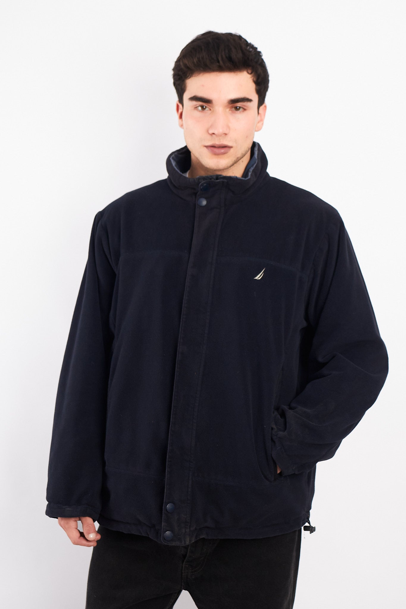 2000 Vintage Nautica Reversible Sherpa/Windbreaker Jacket (L/XL)