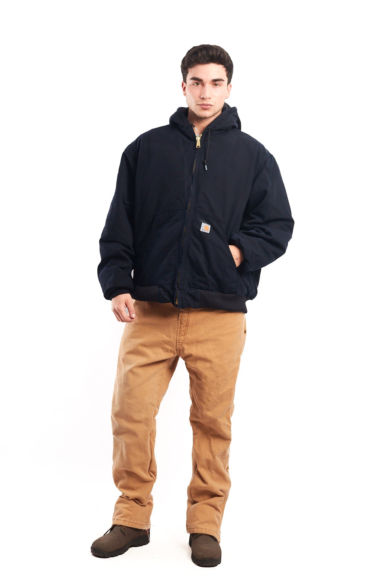 Vintage Carhartt J130 Navy Blue Duck Active Jacket (L/XL)