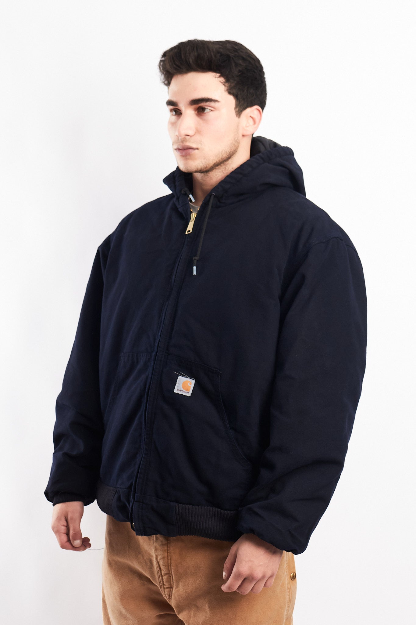 Vintage Carhartt J130 Navy Blue Duck Active Jacket (L/XL)