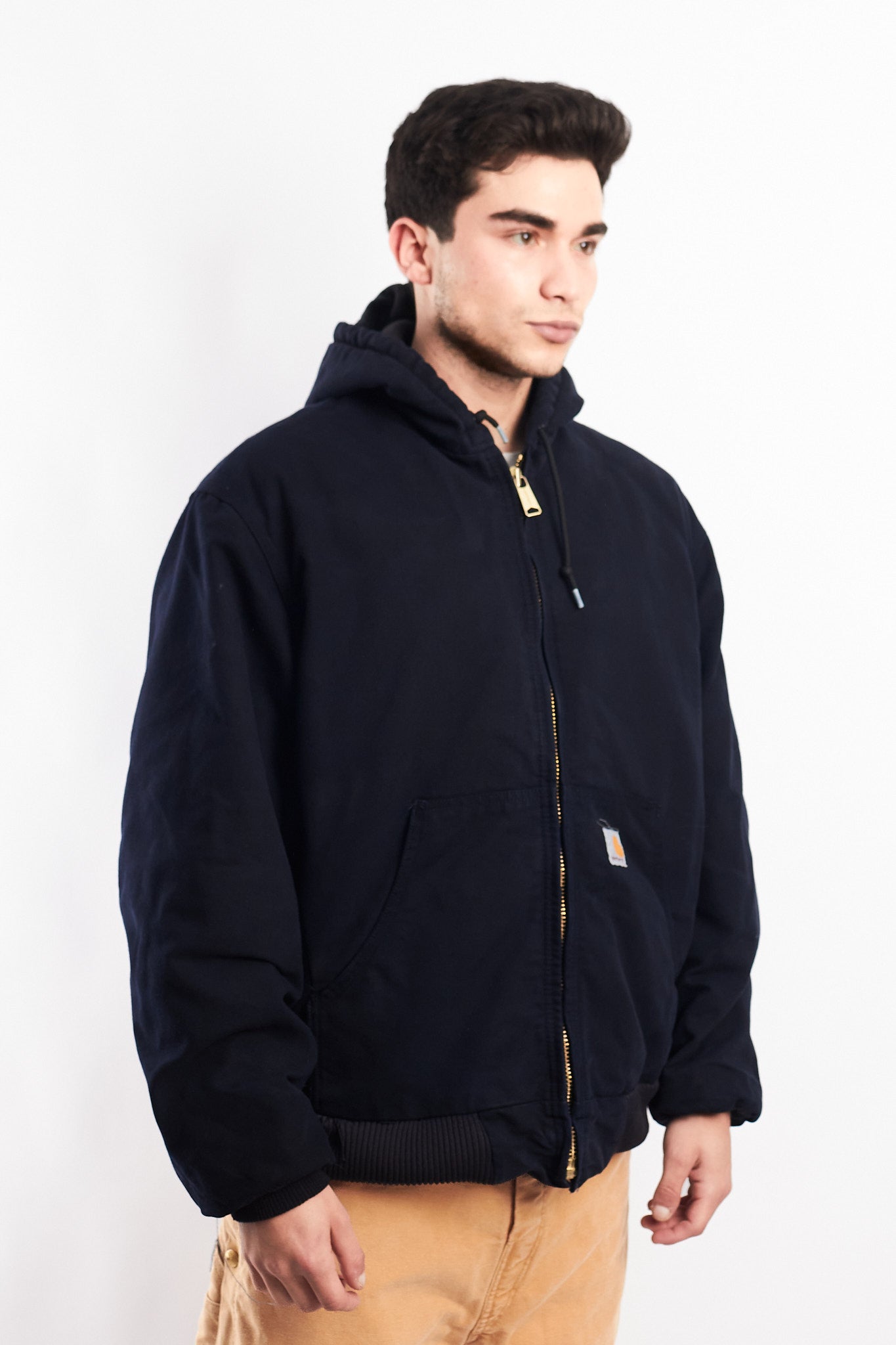 Vintage Carhartt J130 Navy Blue Duck Active Jacket (L/XL)
