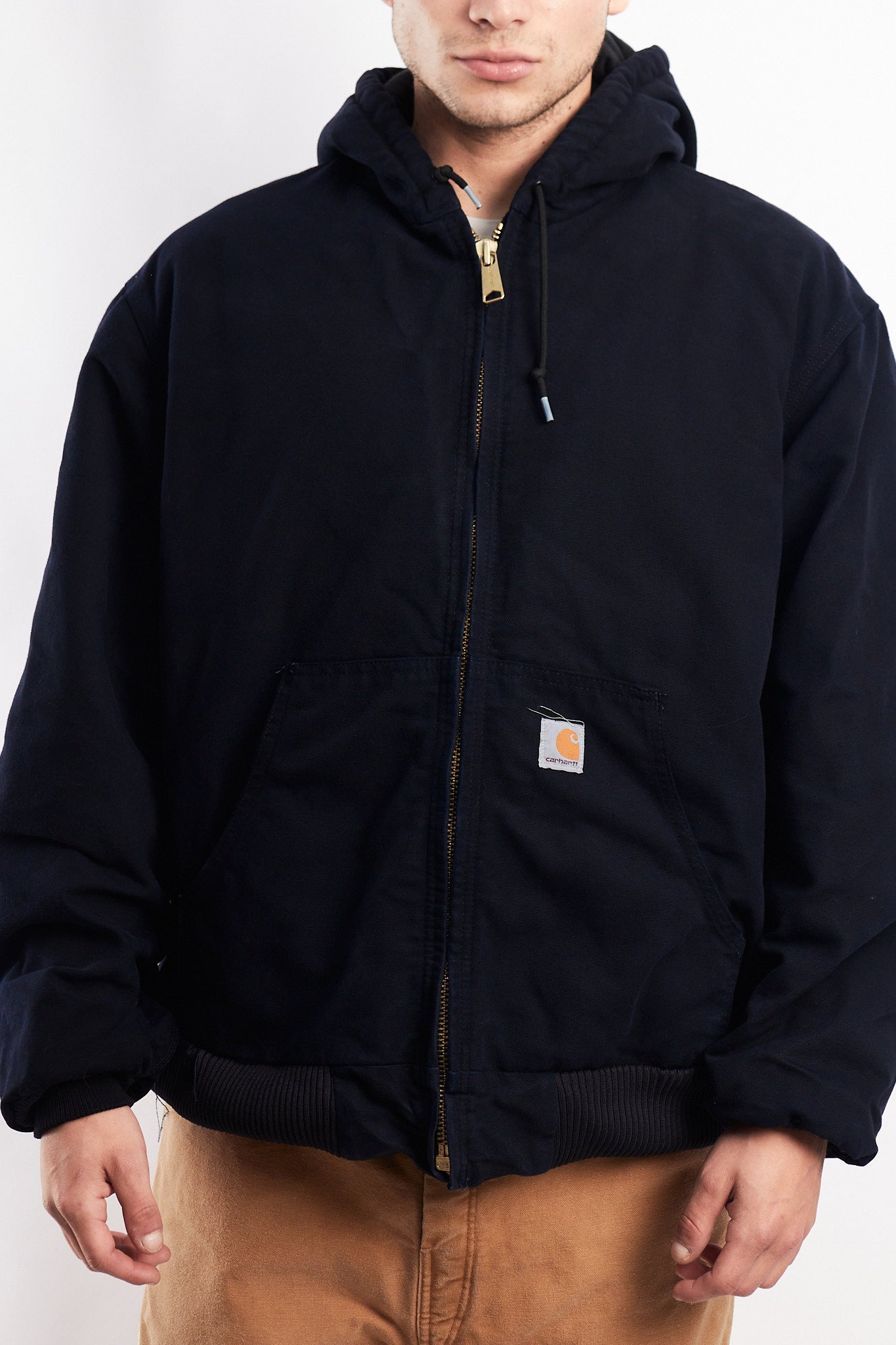 Vintage Carhartt J130 Navy Blue Duck Active Jacket (L/XL)