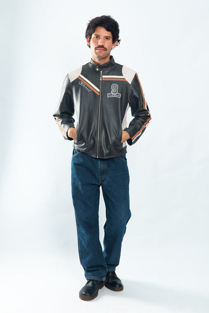 Vegan Leather Racing Jacket (M/L)