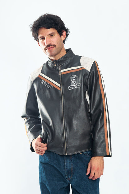 Vegan Leather Racing Jacket (M/L)