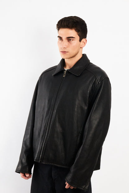 2000 Vintage Guess Lambskin Leather Harrington (L/XL)