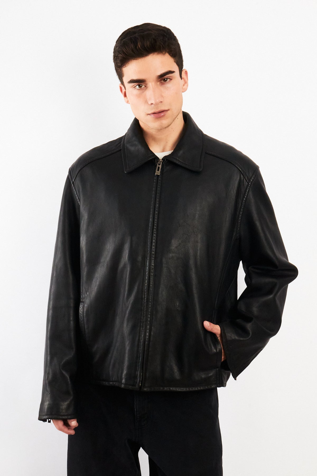 2000 Vintage Guess Lambskin Leather Harrington (L/XL)