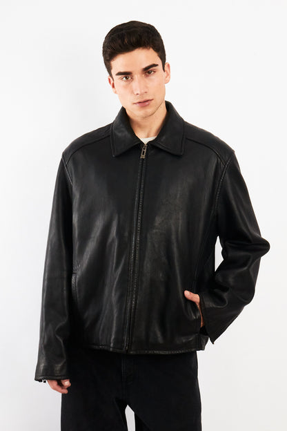 2000 Vintage Guess Lambskin Leather Harrington (L/XL)