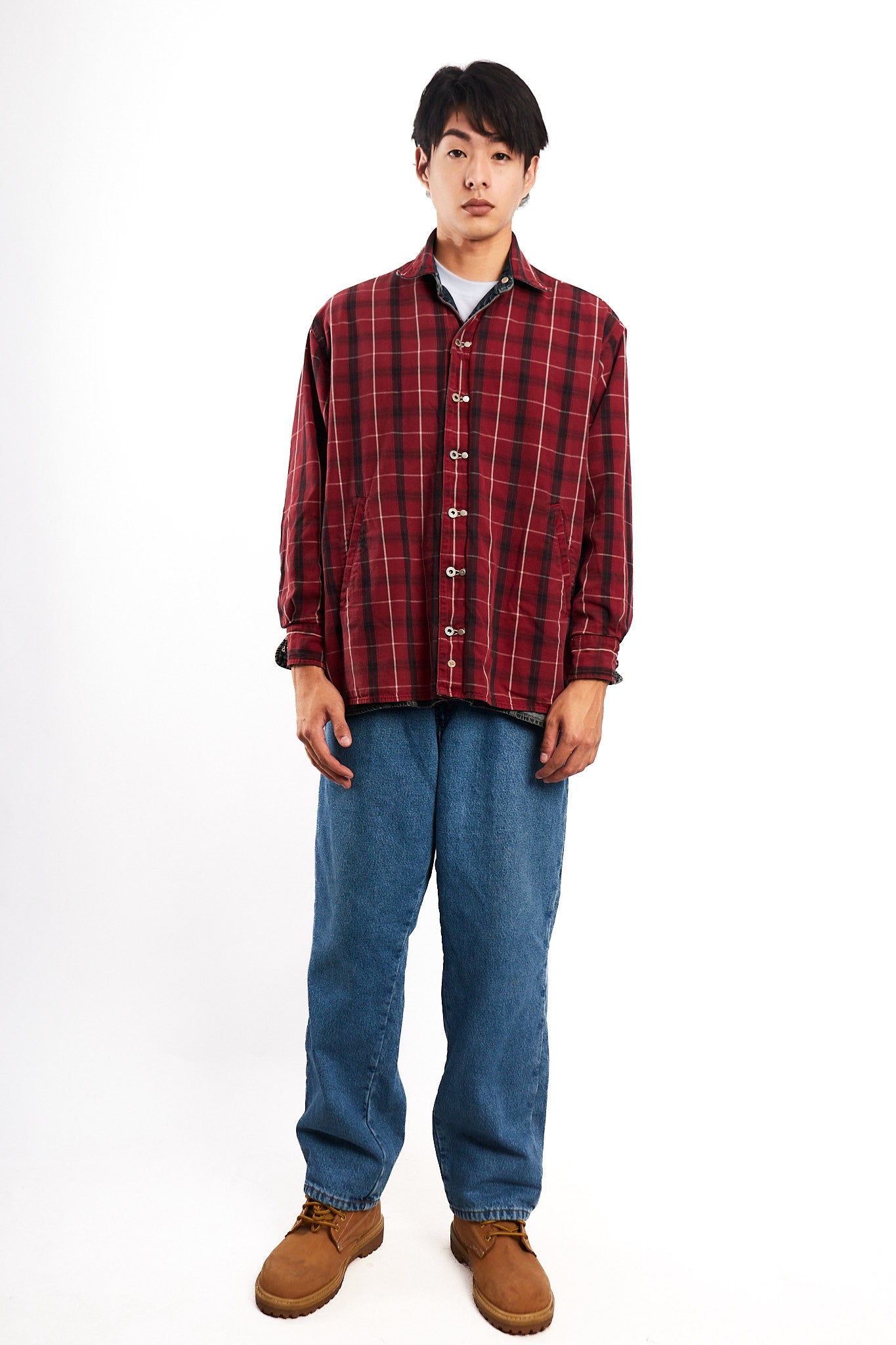 2000 Vintage Tommy Motorcycle Reversible Denim/Tartan Jacket (M/L)
