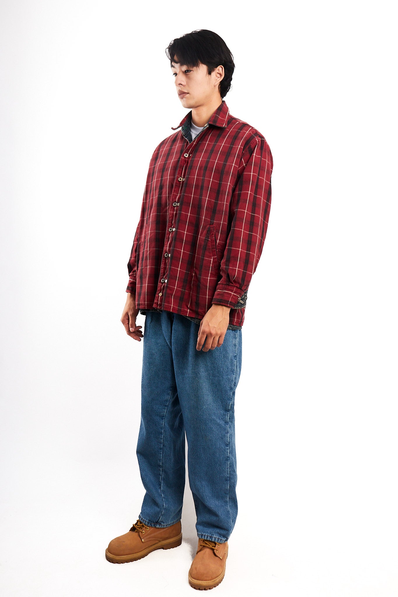 2000 Vintage Tommy Motorcycle Reversible Denim/Tartan Jacket (M/L)