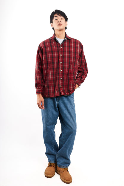 2000 Vintage Tommy Motorcycle Reversible Denim/Tartan Jacket (M/L)