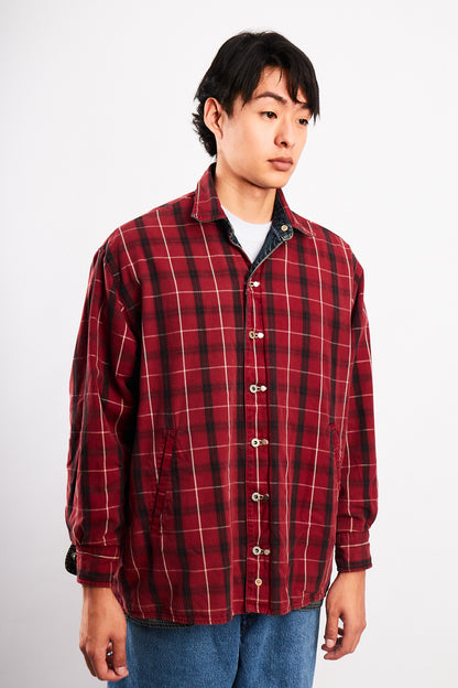 2000 Vintage Tommy Motorcycle Reversible Denim/Tartan Jacket (M/L)