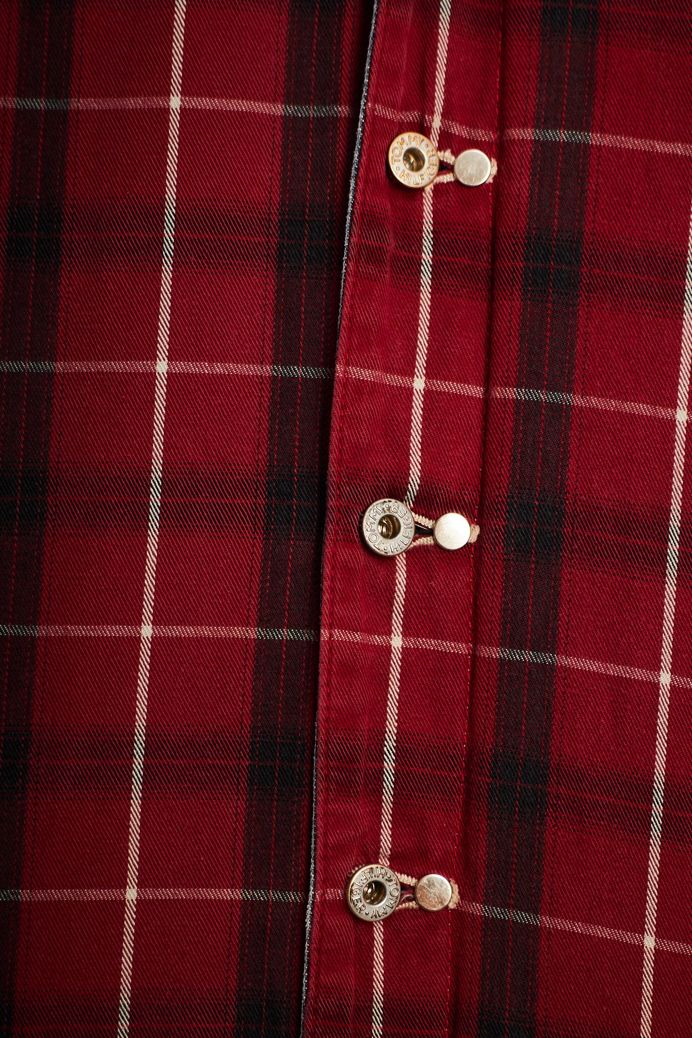 2000 Vintage Tommy Motorcycle Reversible Denim/Tartan Jacket (M/L)