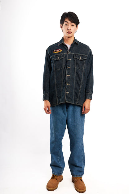 2000 Vintage Tommy Motorcycle Reversible Denim/Tartan Jacket (M/L)