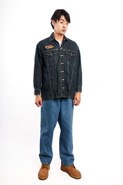 2000 Vintage Tommy Motorcycle Reversible Denim/Tartan Jacket (M/L)
