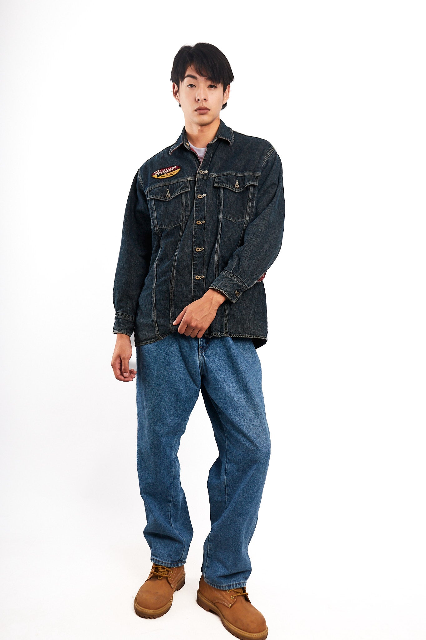 2000 Vintage Tommy Motorcycle Reversible Denim/Tartan Jacket (M/L)