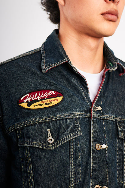 2000 Vintage Tommy Motorcycle Reversible Denim/Tartan Jacket (M/L)